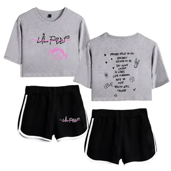 2020 Lil Peep T-marškinėliai, Šortai, Tinka Merginoms Vasaros Lil Peep Marškinėliai Atsitiktinis Hip-Hop Trumpas Rankovės Tees Moterų Harajuku Sportinės aprangos Komplektai