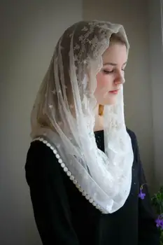2020 M. Naujas Stiliaus Nėrinių Musulmonų Skara Katalikų Lady Nuotakos Vestuvių Skaistalai Šydas Appliqued Arabų Hijab 24714
