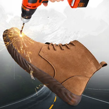 2020 m. Pavasarį Vyrų Apsauginiai batai kvėpuojantis saugos batai vyriški Lengvas plieno toe bateliai anti-smashing auskarų darbo Sportbačiai