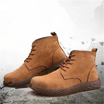 2020 m. Pavasarį Vyrų Apsauginiai batai kvėpuojantis saugos batai vyriški Lengvas plieno toe bateliai anti-smashing auskarų darbo Sportbačiai