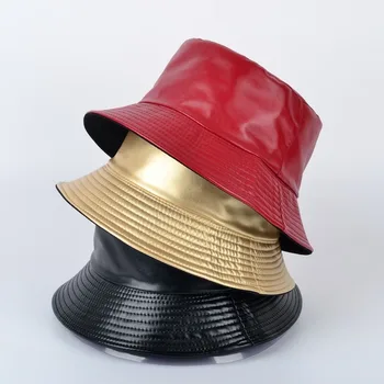 2020 M. Rudens Žiemos Pu Odos Kibirą Skrybėlės Vyrai Moterys Juoda Žvejys Skrybėlę Šalies Bob Kietas Mados Hip-Hop Panama