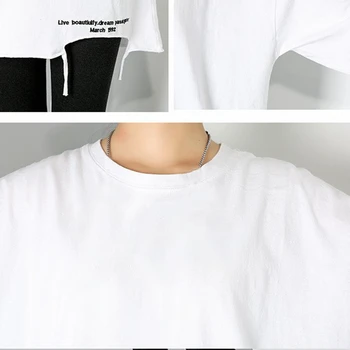 2020 m. Žiemos Naujų O Kaklo Megztinis Vientisų Spalvų White T-shirt Moterims, Streetwear Mados Prekės ženklo ilgomis Rankovėmis Viršūnes Tendencijos Panele