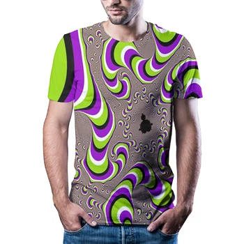 2020 metų vasaros naujus 3D vaizdo hipnotizuojantis marškinėliai vyriški laisvalaikio Harajuku prekės ženklas trumpas rankovės marškinėliai