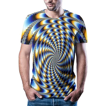 2020 metų vasaros naujus 3D vaizdo hipnotizuojantis marškinėliai vyriški laisvalaikio Harajuku prekės ženklas trumpas rankovės marškinėliai