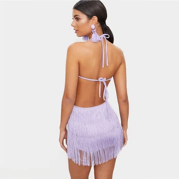 2020 metų Vasaros Naują Moterų Tvarstis Suknelė Juoda Balta Violetine Seksualus Rankovių Apynasrio Bodycon Mini Suknelė Klubas Įžymybė Šalies Vestidos