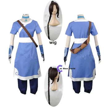 2020 Naujas 6PCS Avatar The Last Airbender Katara vyrų Cosplay Kostiumas Helovyno cosplay moterų kostiumai ir perukai užsakymą dydis