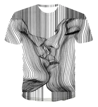 2020 Naujas mados pardavimo Juostele psichodelinio 3D print T-shirt vasaros Vyrų sukrauti vientisos spalvos kiss galvutė T-shirt apvalus kaklas 2197
