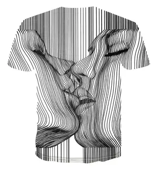 2020 Naujas mados pardavimo Juostele psichodelinio 3D print T-shirt vasaros Vyrų sukrauti vientisos spalvos kiss galvutė T-shirt apvalus kaklas