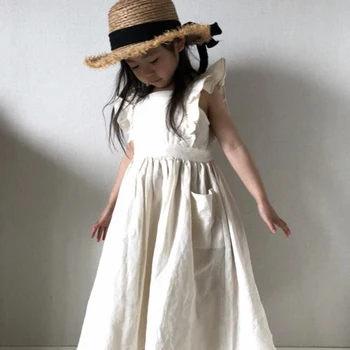 2020 Naujas Prekės Ženklas Kūdikių, Mergaičių Suknelės Korėjos Japonija Stiliaus Vasaros Vaikų Mergaičių Suknelė Raukiniai Vaikai Mergina Drabužių Priežastinis Princesė Suknelė