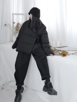 2020 Naujas Žiemos Moterų Nišą Dizaino Prasme Literatūros Tamsiai Juoda Yamamoto Stiliaus Trumpa Balta Antis Žemyn Striukė Juodos Spalvos Drabužius