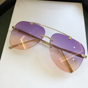 2020 Prabangių Senovinių taškus lydinio piloto akiniai nuo saulės vyrams, prekės gradientas akiniai nuo saulės moterų metalo atspalvių UV Moterų ins Populiarus