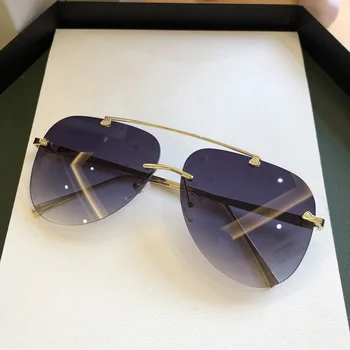 2020 Prabangių Senovinių taškus lydinio piloto akiniai nuo saulės vyrams, prekės gradientas akiniai nuo saulės moterų metalo atspalvių UV Moterų ins Populiarus