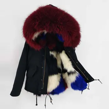 2020 tikro kailio parko žiemos striukė paltai moterims parko nekilnojamojo didelių Meškėnas Kailių Apykaklės gobtuvu gamtos fox tikro kailio Storas Šiltas Kailis linija 10721