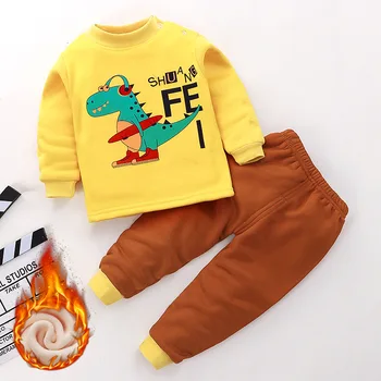2020 Vaikai Šilumos Apatiniai Tinka Kūdikių Berniukų, Mergaičių Animacinių Filmų Drabužių Rudens-Žiemos Plius Aksomo Sutirštės Pižama Vaikams Pijamas