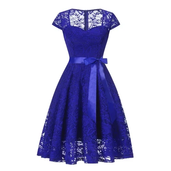 2020 Violetinė Gėlių Nėrinių Vintage Suknelė Elegantiškas Brangioji Kaklo Moterims Vasaros Suknelės Bžūp Rankovėmis Trumpą Midi Šalis Linijos Suknelė