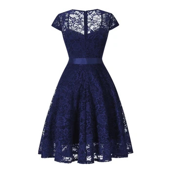 2020 Violetinė Gėlių Nėrinių Vintage Suknelė Elegantiškas Brangioji Kaklo Moterims Vasaros Suknelės Bžūp Rankovėmis Trumpą Midi Šalis Linijos Suknelė