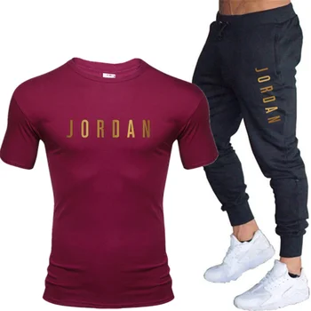 2020 Vyrų Rinkiniai T Marškinėliai+kelnės Dviejų dalių Rinkiniai, Laisvalaikio Tracksuit Vyrų/Moterų Jordanija 23 tiktų spausdinti Viršūnes+Kelnės Treniruokliai Fitneso kelnės