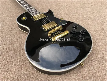 2020High kokybės elektrinė gitara,Kietas Raudonmedžio kūną Su Juodos spalvos dažais Viršuje,Aukso Aparatūros Juoda elektrinė gitara,nemokamas pristatymas!