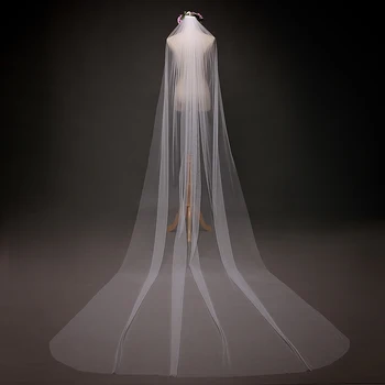 2021 Elegantiškas Vestuvių Šydas, 3 Metrų Ilgio Minkštas Nuotakos Vualiai Su Šukos Vieno sluoksnio, Dramblio kaulo, Baltos Spalvos Nuotakos Vestuvių Priedai