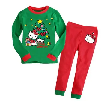 2021 m. Pavasarį, Rudenį Vaikų Sleepwear Rinkiniai Berniukai raudonos, žalios Vaikai Pižama Nustatyti Kūdikių Mergaičių Medvilnės Animacinių filmų Pijamas kalėdos Pižamos