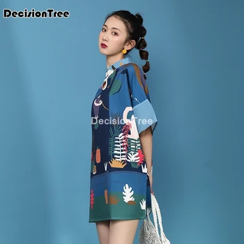 2021 moterų kinų suknelė qipao ilgai cheongsam kinų tradicinė suknelė gėlių spausdinti vintage suknelė rytų rūbeliai vestido