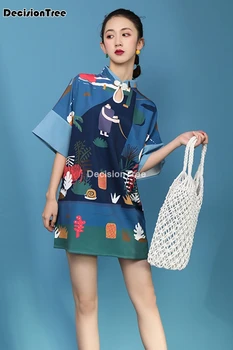 2021 moterų kinų suknelė qipao ilgai cheongsam kinų tradicinė suknelė gėlių spausdinti vintage suknelė rytų rūbeliai vestido