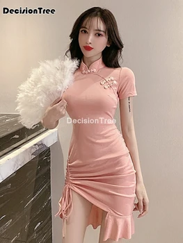 2021 vintage stiliaus kinijos cheongsam suknelė moterų atlasas qipao seksualus šalis suknelė mujer vestidos satino trumpą suknelę cheongsam qipao