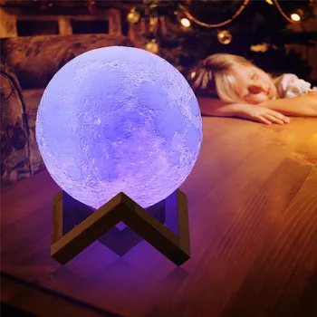 20CM Lampara Luna 3D Spausdinimo Mėnulio Lempos Spalvas Keisti Touch Miegamojo Spinta Naktį Šviesos Namų Dekoro Kalėdų Dovana lašas laivas 21198