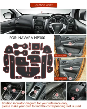 20Pcs/nustatyti Nissan NAVARA D23 NP300-2016 Vartų Lizdą, Padas neslidus Taurės Kilimėliai Anti Slip Durų Groove Matinis Lipdukas Priedai