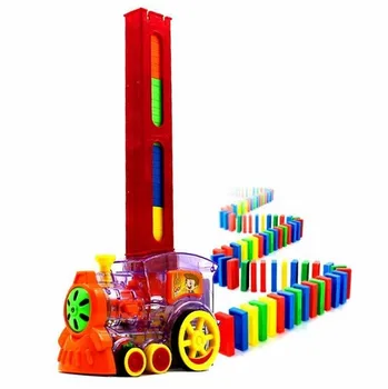 22cm Domino Traukinio Automobilio modelį Žaislai automatiškai Nustato Iki 60pcs Spalvinga Domino blokų žaidimas su Apkrova Kasetė žaislai Dovana berniukas mergaitė