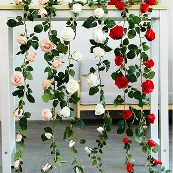 2M Namų dekoro Gėlių vynuogių sienos ornamentu Vestuvių stalo aksesuaras Šalis apdaila, Dirbtinis rožinės spalvos girlianda Netikrą vainikas 16778