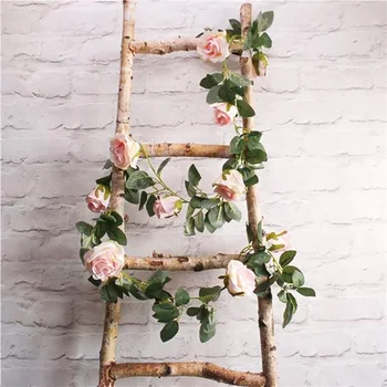 2M Namų dekoro Gėlių vynuogių sienos ornamentu Vestuvių stalo aksesuaras Šalis apdaila, Dirbtinis rožinės spalvos girlianda Netikrą vainikas