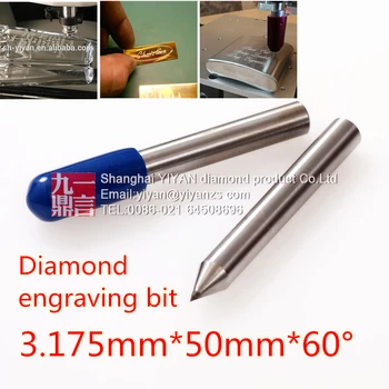 2vnt Diamond vilkite graverio tiek 3.175 mm kotu 60 laipsnių diamond graviravimas taškas dremel graverio naudoti graviravimas ant metalo, stiklo