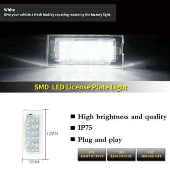 2vnt LED Licencijos numerio apšvietimo Lemputės Balta Lempa BMW X5 E53 X3 E83
