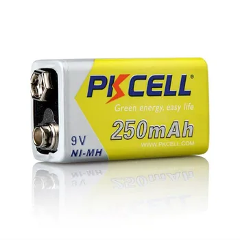 2vnt*PKCELL 9V Baterija Ni-MH 250mAh NIMH 6F22 9V Įkraunamas Baterijas Baterias elektroninio termometro Belaidžiai Mikrofonai