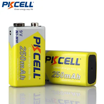 2vnt*PKCELL 9V Baterija Ni-MH 250mAh NIMH 6F22 9V Įkraunamas Baterijas Baterias elektroninio termometro Belaidžiai Mikrofonai