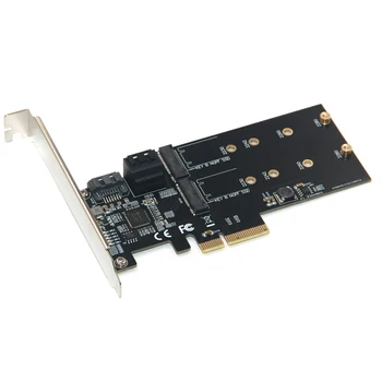 3 jungtys SATA 3.0 + 2 Prievado B klavišą M. 2 PCI Express Valdiklio plokštė PCI-e prie SATA 6Gb/s NGFF M2 Port Multiplier
