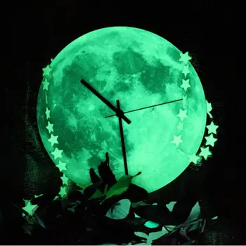 30cm Žėrintis Mėnulis Sieninis Laikrodis atsparus Vandeniui PVC Akrilo Šviesos Kabo Laikrodis Moon Laikrodis, Svetainės, Miegamojo Dekoras atsparus vandeniui PVC