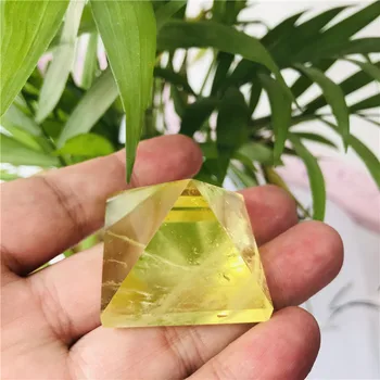 35-40mm Natūralūs citrinas rašė Kvarco Kristalo Piramidės Gydymo Kinija