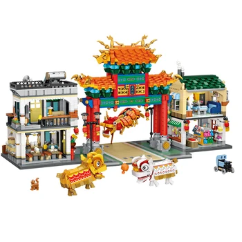 3581Pcs Miesto Street View Blokai Senovės Chinatown Architektūros Modelis Plytų Žaislai (Nėra Suderinama su Mažų Dalelių Blokai) 32076