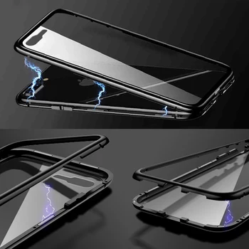 360 Magnetinės Metalo Case For Samsung Galaxy S20 Ultra S10 S9 S8 Plius 10 Pastaba A10 A20 A30 A60 A70 A50 A51 A71 Dvigubo Stiklo Danga