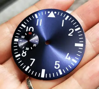 38.9 mm GEERVO mados sterilūs šviesos Skaičius blue dial tinka 6497 judėjimo Vyrų watch dial 19