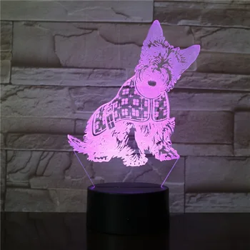 3D Lempos Mielas Šuniukas Augintiniai Šunys Mergaičių Mėgstamiausia Pateikti baterijomis, Spalva Keičiasi su Nuotolinio Usb Led Nakties Šviesos Lempos 35853