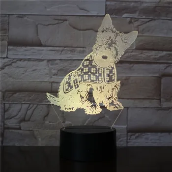 3D Lempos Mielas Šuniukas Augintiniai Šunys Mergaičių Mėgstamiausia Pateikti baterijomis, Spalva Keičiasi su Nuotolinio Usb Led Nakties Šviesos Lempos