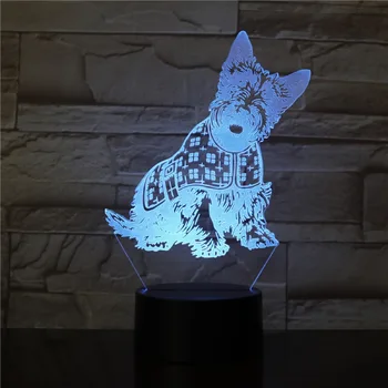 3D Lempos Mielas Šuniukas Augintiniai Šunys Mergaičių Mėgstamiausia Pateikti baterijomis, Spalva Keičiasi su Nuotolinio Usb Led Nakties Šviesos Lempos