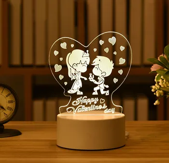 3D Meilės LED Lempos Akrilo Naktį Šviesos Valentino Dienos Dovanų Baby Shower Gimtadienio Dekoracijas Velykų Puošimas, Vestuvių Papuošimas