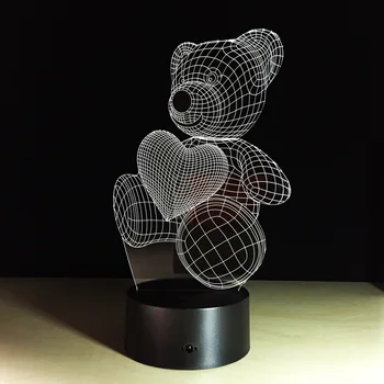 3D Spalva Keičiasi Nuotaika Lempos Gyvūnų Mielas Meškiukas Bulbing Šviesos USB Meilė Padengia Šviesos Lėlės Mielas Dovanas Vaikams Draugais Mergina 8905