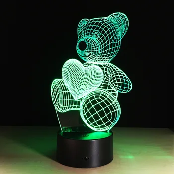 3D Spalva Keičiasi Nuotaika Lempos Gyvūnų Mielas Meškiukas Bulbing Šviesos USB Meilė Padengia Šviesos Lėlės Mielas Dovanas Vaikams Draugais Mergina
