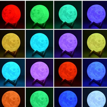 3D Spausdinimo Mėnulio Lempos Spalvinga Keisti Touch LED Vaikai Naktį Šviesa 16 Spalvų Keitimas Palieskite ir Nuotolinio Valdymo Namų Dekoro Kūrybos Dovana
