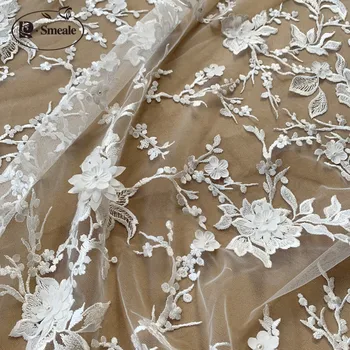 3D Stereo Lazerio Gėlių Zawalcowany Akių Siuvinėjimo Nėrinių Vestuvių Suknelė Audinys 